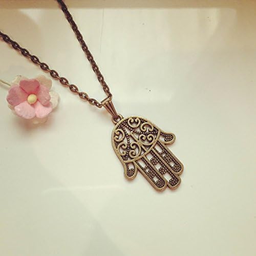 Short Chain with Large Hamsa Hand Of Fatima Charm (Bronze), faith / vintage / ethno / hippie / must have / statement / florabella jewellery