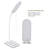 DECKEY 6W Schreibtischlampe LED Tischlampe mit Schwanenhals 3 Helligkeitsstufen dimmbar, TOUCHFELD, FX002 (Weiß) - 5
