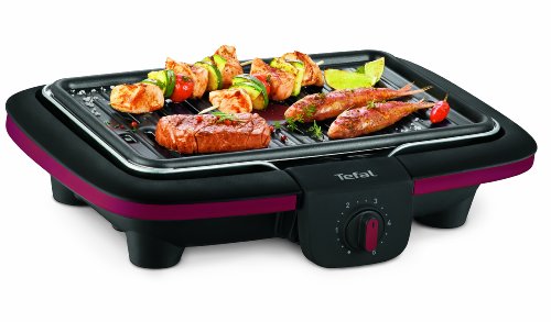 Tefal CB902O12 Barbecue Electrique Easy Grill Contact sur pieds Noir/bordeaux Thermospot