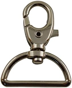Amanaote Silvery 1" Inside Diameter D-ring Lobster Clasp Claw Swivel Clasp Hook Pack of 10