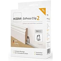 KGM Sockelleisten ExPress Clips 2 – Leistenclips für die unsichtbare Montage von Fußleisten – 50 Stück
