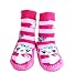 Moolecole Baby Girl Toddlers Kids Indoor Slippers Shoes Socks Moccasins NON SKID PINK STRIPED Cute Cat 15cm
