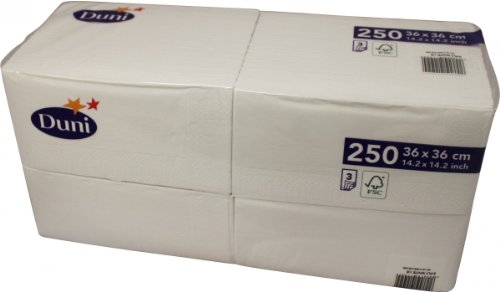 Duni 250 Zelltuch Servietten Weiß 36cm x 36cm