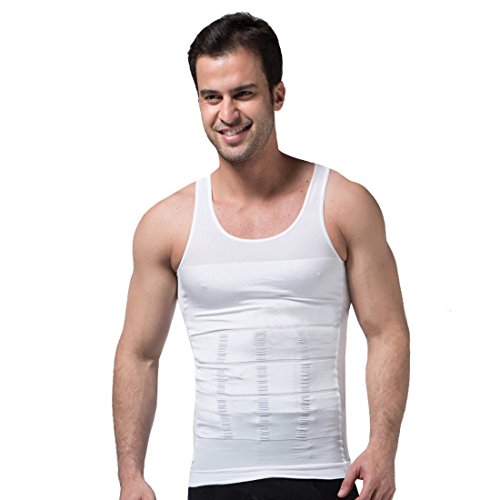 Ducomi Bodyslim - Gilet pour Hommes avec Effet Amincissant de sous-Vêtements et élastique Mise en Forme pour Perdre la Graisse du Ventre - Body Shaper Soutien pour Abdomen Compression (XL, Blanc)