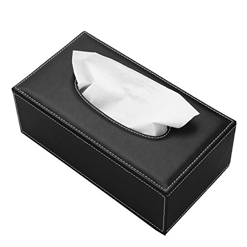Zedtom PU-leder Kosmetiktücherbox Taschentuchspender, 25*14*9.5cm (Schwarz) - 2