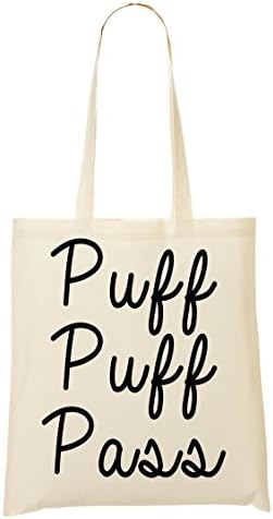 Puff Puff Pass Black Fonted Slogan Shopping Tote Bag
