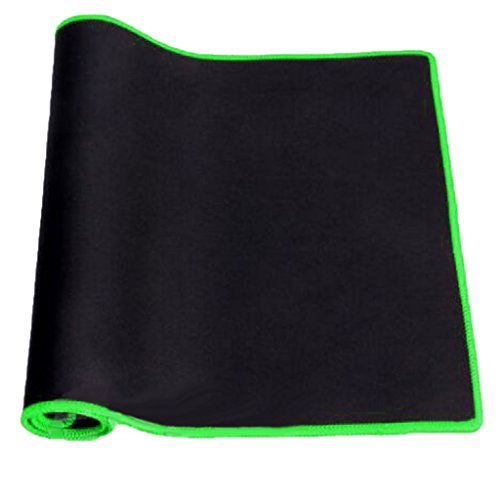 Anti-Rutsch Computer Gummi Mousepad Mousemat Gaming Mäuse Mauspads Matte für PC Laptop - Schwarz mit Grün-Rand, 300 * 700 * 2mm