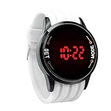 Digitale Sportuhr, militärische Outdoor Uhr für Männer Wasserdichte LED Uhren elektronische Gegenlicht 50M Wasserdicht Stoppuhr Alarm Armbanduhr analoge Uhr mit Datum Herren Uhren (weiß)