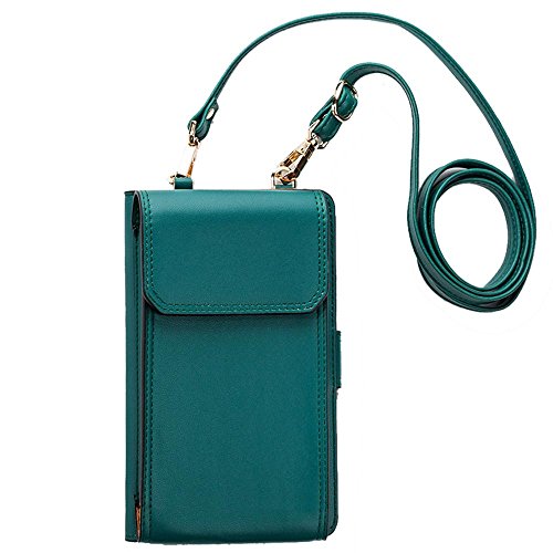Preisvergleich Produktbild Pawaca kleine Umhängetasche mit Fotogallerie, Kunstleder, Schulter-Handytasche für Damen, passend für iPhone X, 8, 7 Plus, 6S, 6, 5S, 5C, Samsung Galaxy S8+, S7, S6, Edge, S5 Cross-Body-Bags grün