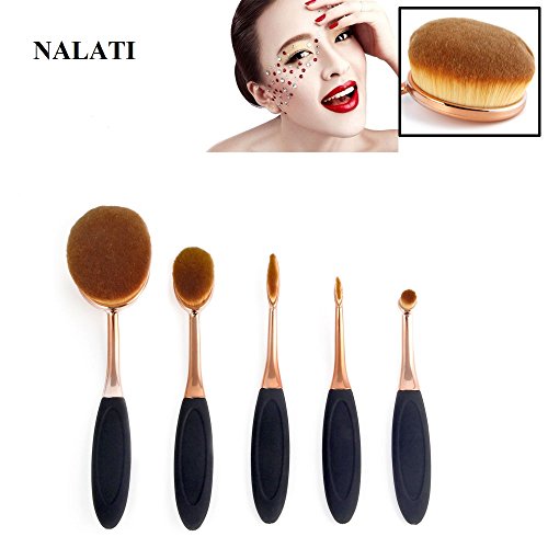 NALATI 5 Stücke Profi Pinselset Kosmetische BB Creme Foundation Puder Make-up Pinsel Sets für Eyeliner Gesicht Weiche Multifunktionelle Zahnbürsten Oval Pinsel