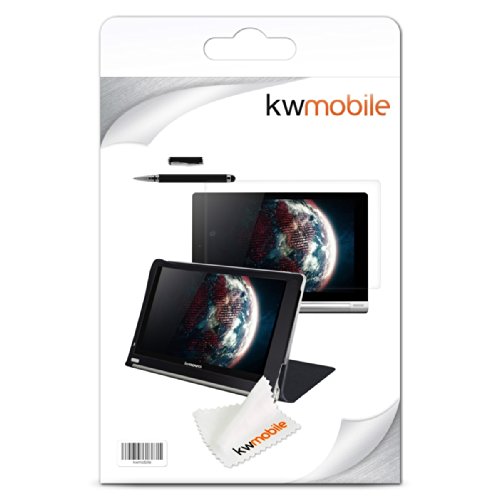 3in1 Set: kwmobile Hülle für Lenovo Yoga Tablet 10 – Tabletcover Slim Case Tablet Schutzhülle – Smart Cover Tabletcase Schwarz + Folie, kristallklar + Stylus, Schwarz - 7
