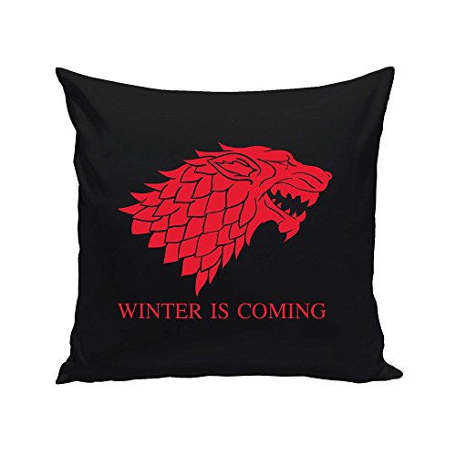 40x40cm schwarze Dekokissen mit Füllung Game of Thrones Schattenwolf, schwarz-silber - 2