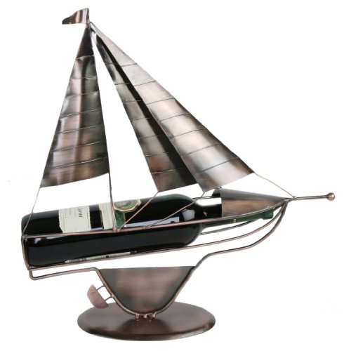 Flaschenhalter SEGELSCHIFF SEGLER Weinflaschenhalter Weinständer Kupfer Messing Flaschenständer Segeln Deko Schiff