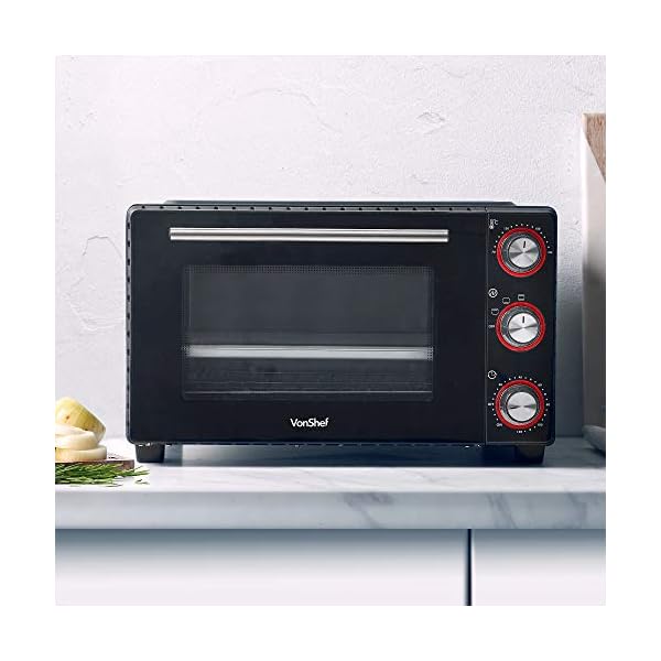 VonShef 28L Minibackofen - Miniofen mit Grill, Temperaturregelung und 120-Minuten Timer - 1400W – Bild 3