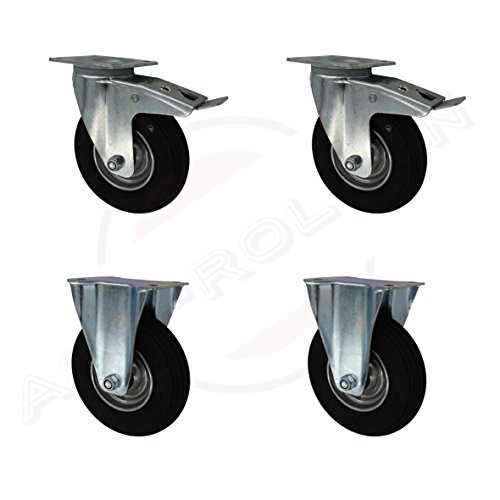 Satz 200 mm Luftbereifte Räder Rollen Transportrollen Lenkrollen Bockrollen TK 300 kg