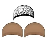 eBoot 3 Pack Wig Caps, Neutral Nude Beige and Black Mesh