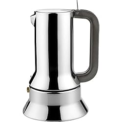 Alessi 9090/6 Cafetière Espresso en Acier Inoxydable 18/10 Brillant, Fond en Acier Magnétique Compatible avec la Cuisson Par Induction, 6 Tasses