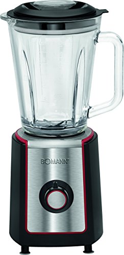 Bomann UM 1569 CB Mixeur en verre, 1,5 L, 2 vitesses + turbo, 600 W Noir/argenté