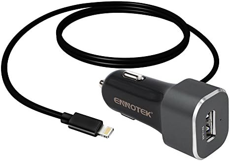 Ennotek® iPhone Car Charger with MFi Certified Lightning Cable and USB Port for iPhone 5s / 6 / 6s / 6s plus / 7 / 7 plus, iPad Air 2 / mini and More