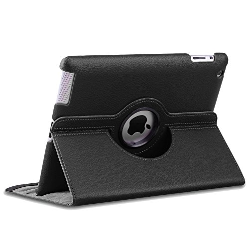 ebestStar - Compatible Funda iPad 4 3 2 Carcasa Cuero PU, Giratoria 360 Grados, Función de Soporte, Negro [Aparato: 241.2 x 185.7 x 9.4mm, 9.7'']