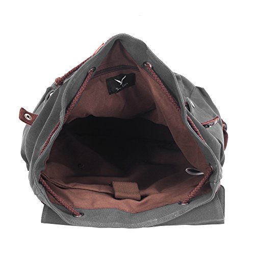 Veevan Damen Herren Retro Canvas Laptop Rucksack 15,6 - 5