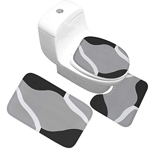 Preisvergleich Produktbild SDXGCFV Dreiteilige Badezimmer-Flanell-Wc-Sitzmatte Badetürwischer-Türmattenstreifengeo...