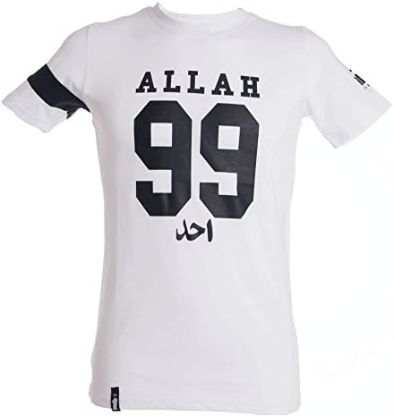 99 Names of Allah Muslim T-Shirt: Islamic Unisex T-Shirt in Black White with Printed Arabic Texture, Islamic Muslim wear (XXX-Large)