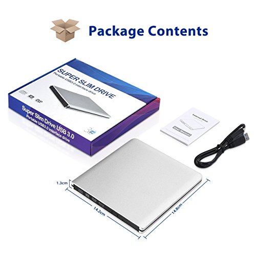 TOPELEK BLU-Ray Lector Grabadora de BD CD DVD Unidad Externa S  per-Slim Port  til con USB 3 0 con Capacidad de Correcci  n de Errores y Reducci  n de Ruido para Mac OS Windows 10 8 7 Vista SE 98 Linux