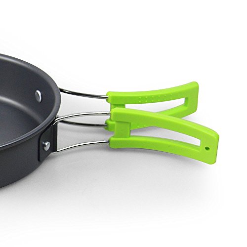 Camping Kochgeschirr | InnooTech Kochgeschirr-Set 11 tlg Kochausrüstung für Outdoor Wandern Picknick | FDA GENEHMIGTE Topf & Pfanne aus Aluminium und Edelstahl | faltbare Löffel & Gabel - 5