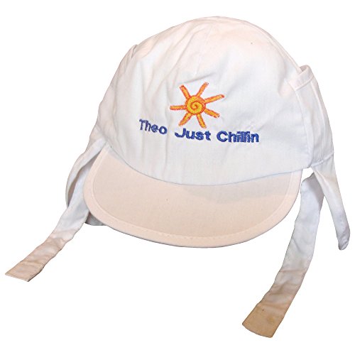 Baby Boys & Girls Personalised Name Summer Sun Legionnaire Hat (Blue "Just Chillin")