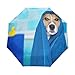 Produktbild Wamika Hunde-Badewanne, blaues Handtuch, automatischer Regenschirm, winddicht, wasserdicht, UV-Schutz, lustige süße Spa-Ente, kompakter Reise-Regenschirm – 3 Falten, automatisches Öffnen/Schließen, für Sonne und Regen