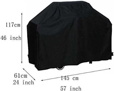 LANZHDN Barbecue Cover, Medium BBQ Cover Waterproof, Heavy-Duty Smoker Grill Cover for Weber,Holland,Brinkmann, Char Broil -Black-145cm