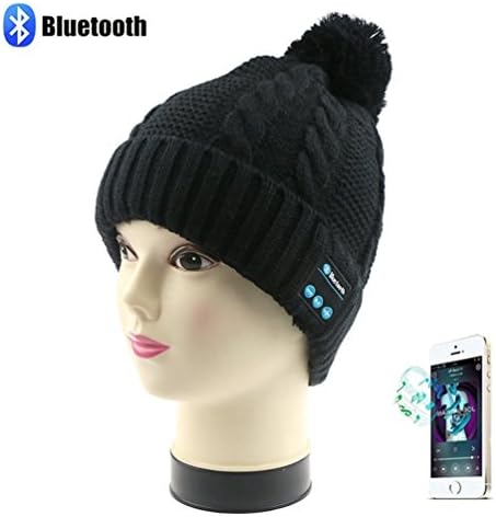 Bluetooth Beanie Hat Music Soft Warm Hat Cap with Wireless Headsets/Headphones Stereo Speaker Mic Free – Best Birthday and Christmas Gift For Winter Outdoor Sports Ski Snowboard Hiking, black