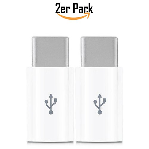 Micro USB zu USB Typ C 3.1 [Angebot Verfügbar] ( Thunderbolt ) Adapter 2er Pack .Verwandelt Micro USB in ein USB Typ C 3.1 Stecker für OnePlus T3, Xperia X Compact / Xperia XZ,Apple MacBook, Huawei, MSI, Nokia und für viele weitere Produkte, die einen USB Typ C bzw. Type C Anschluss erfordern.