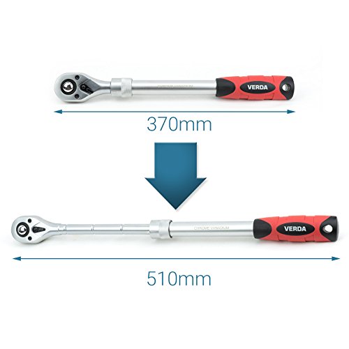Teleskop-Ratschenschlüssel-Set 3-tlg 1/2″ 3/8″ 1/4″ 72 Zähne VERDA SN1731z - 7
