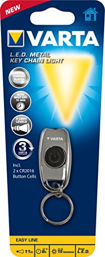 Varta 5mm LED Metal Key Chain Light inkl. 2x CR2016 Knopfzellen Taschenlampe Schlüsselanhänger Mini-Taschenlampe Handtaschenlicht Flashlight Anhänger Handlampe für Schlüsselbund mit Schlüsselring - 2
