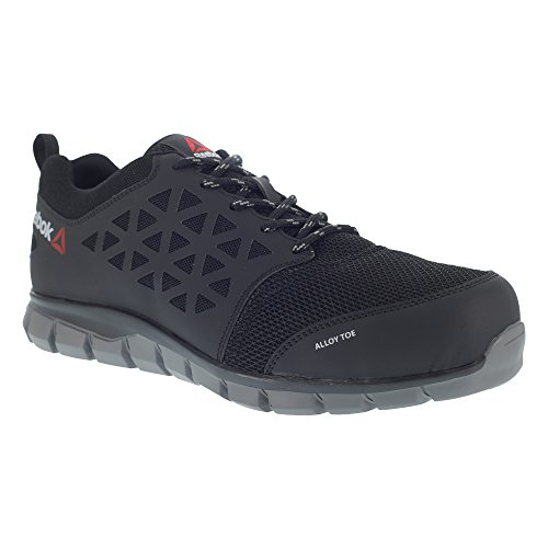 Reebok lavoro IB1031 S1P 41 Excel Light Athletic Safety Trainer shoe, puntale in alluminio, micro fibra e tomaia in mesh 3D, taglia 41, nero/grigio