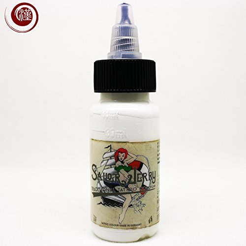 Sailor Jerry Tattoofarbe Extra Weiss 30 ml. Made in GERMANY! Mit Zertifikat! Tätowierfarbe, Tattoo Ink, Vertrieb durch HAN-SEN GmbH!