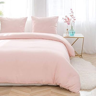 AYSW Sets de Housses de Couettes 220x240cm + 2taies d'oreillers 65x65cm Rose Parure de lit pour 2 Personnes