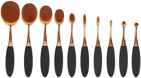 Oval Makeup Brush Set of 10 Pcs,Professional Oval Toothbrush Foundation Contour Powder Blush Concealer Eyeliner Blending Brush Cosmetic Brushes Tool