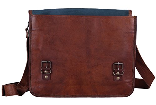 Rustic Town 13" Genuine Leather Handmade Crossbody Messenger Satchel Laptop Bag - Perfect for 14 inch and Smaller Laptops (Brown) - Image 7