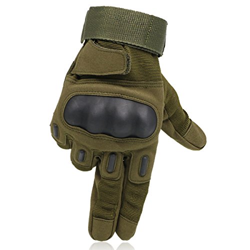 OMGAI Männer Voller Finger Militärische Taktische Handschuhe Des Harten Knöchel Mit Klettverschluss Für Airsoft Armee Paintball Motorrad Outdoor Sport Schwarz L