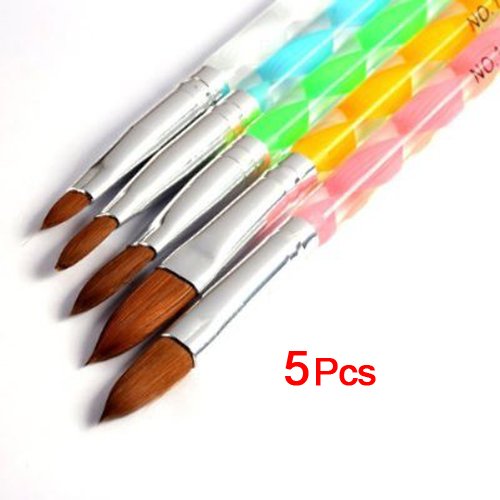 TOOGOO(R) 5pcs Acrylic Nail Art UV Gel Carving Pen Brush Liquid Powder DIY No. 4/6/8/10/12
