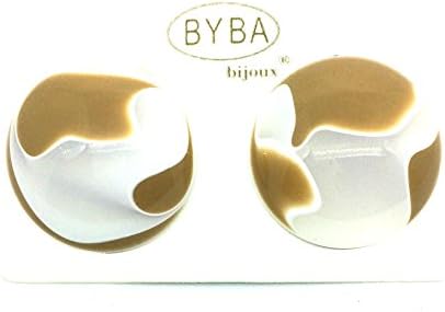 orecchino a clip effetto marmorizzato bianco e beige art. 460644D