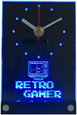 Sega Blue - Retro Gaming 3D Effect Light Up Table or Desk Clock for Home Office or Games Room Battery or USB Powered