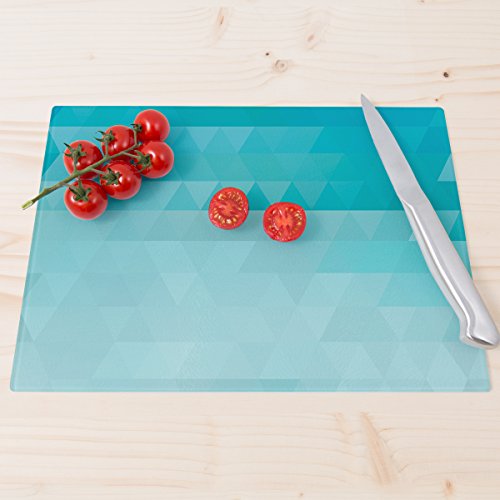 Wandkings Glasschneidebrett „Triangle-Muster in TÜRKIS“ – Motiv wählbar – Glasschneideplatte, Schneidebrett aus Glas, Frühstücksbrettchen - 2