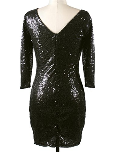 YR.Lover Pailletten Verziert Backless Ausgestattet Rückseite Reißverschluss Minikleid - 6