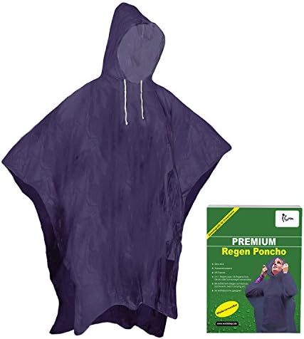 Reusable Cape Rain Protection Adult Waterproof Rain Poncho Hood Hoodies Extra Thick Reusable Poncho for Fishing, Hiking, Camping, Festival Poncho Cycling Poncho, Emergency Poncho, blue