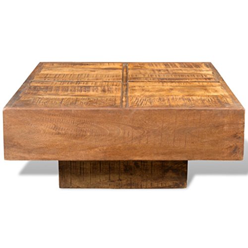 Brown Antique-style Square Mango Wood Coffee Table