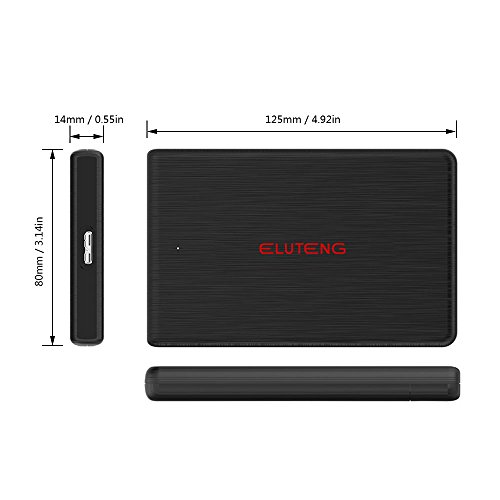 ELUTENG Externe Festplatten Gehäuse USB3.0 zu SATA3.0 Hard Disk Enclosure für 2.5 Zoll HDD / SSD Gehäuse Werkzeuglos in Schwarz - 8
